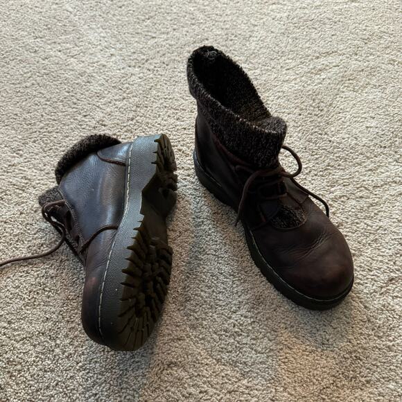 Beavercreek Shoes - Beaver Creek Chunky Sole Brown Combat Boots w/ Tweed Foldover Upper Size 10